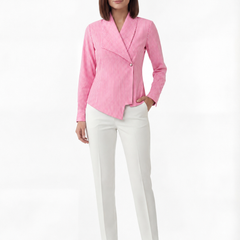 Eloise Offset Lapel Blouse - Pink