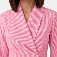 Eloise Offset Lapel Blouse - Pink