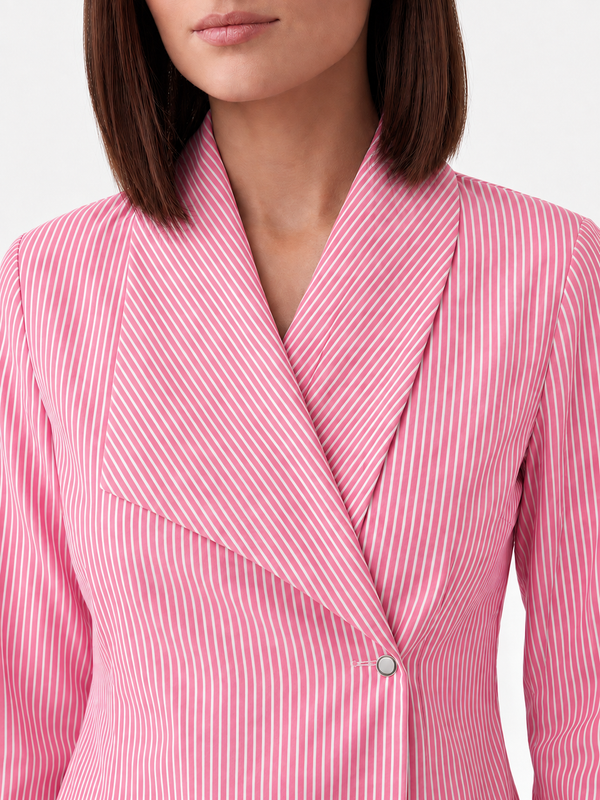 Eloise Offset Lapel Blouse - Pink