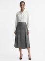 Maeve Side Tab Pleated Midi Skirt