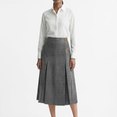 Maeve Side Tab Pleated Midi Skirt