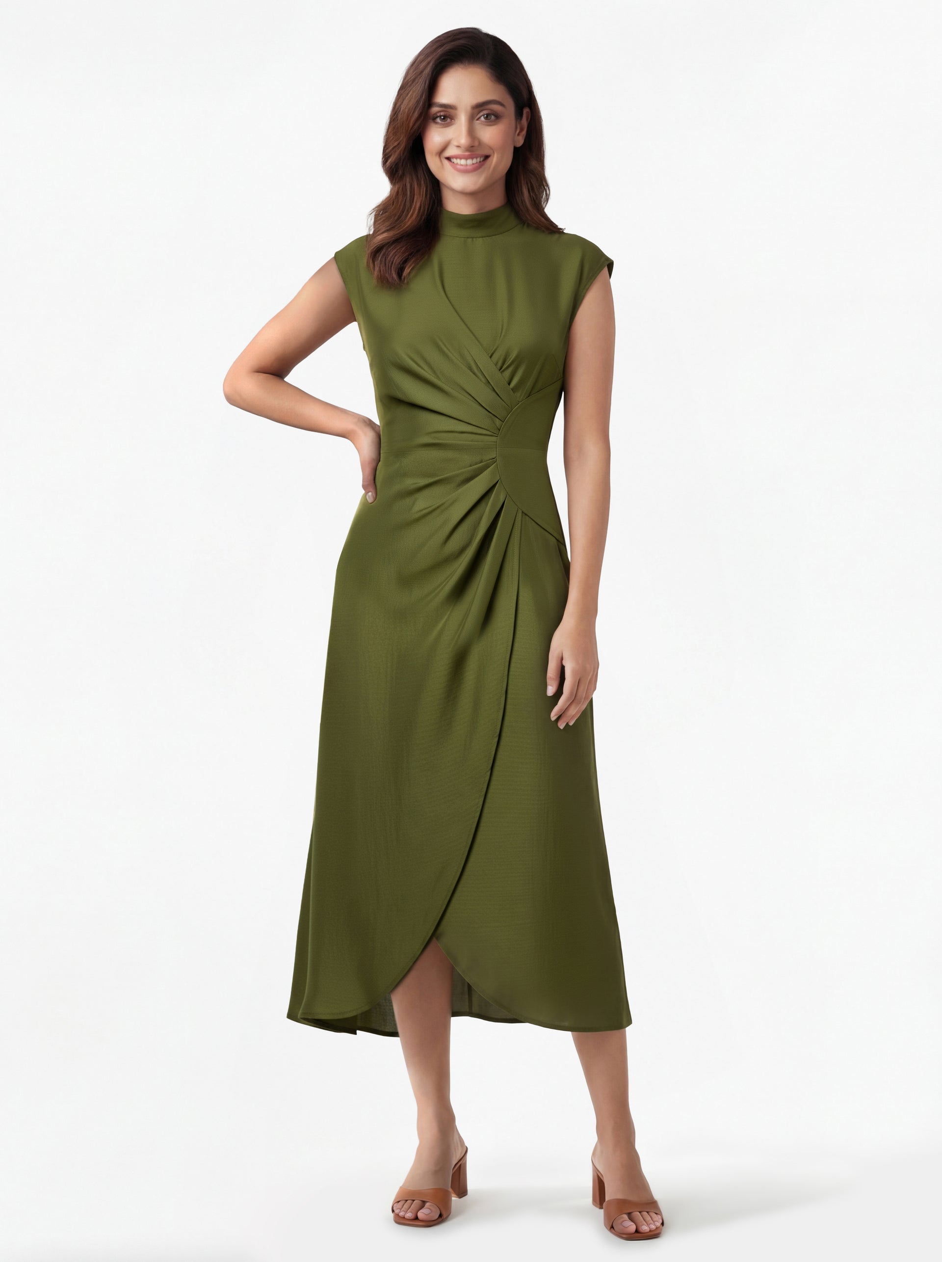 Luna Skew Drape Midi Dress