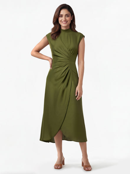 Luna Skew Drape Midi Dress