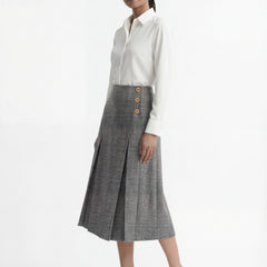 Maeve Side Tab Pleated Midi Skirt