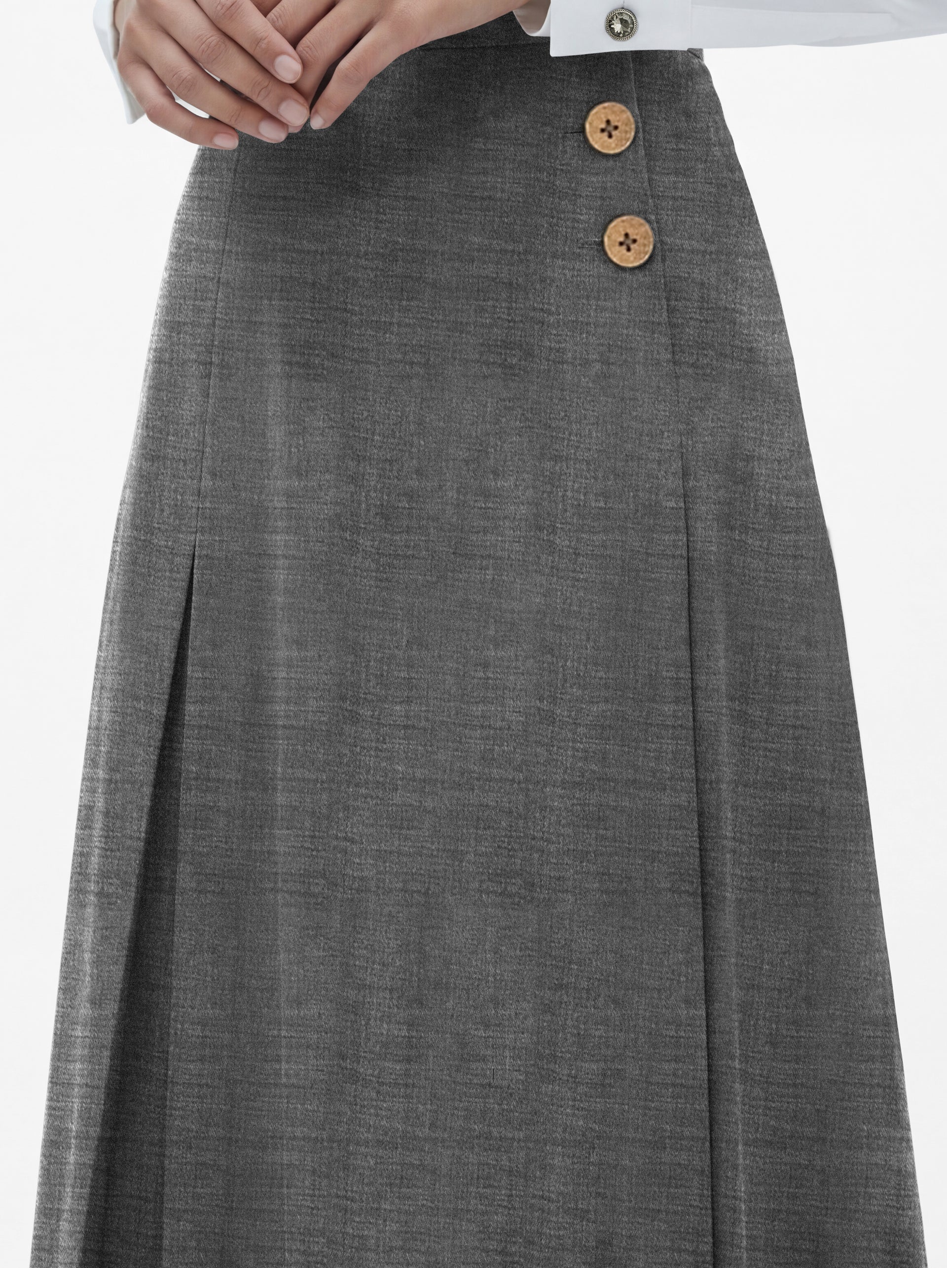 Maeve Side Tab Pleated Midi Skirt