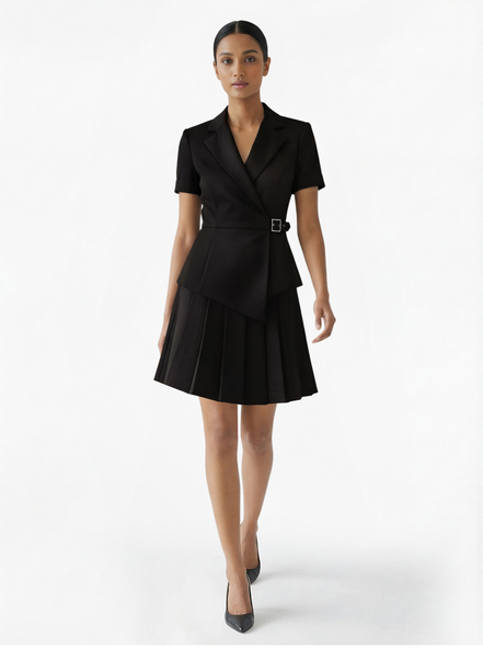 valentina pleated wrap mini dress Mini Valentina Wrap Dress - Black